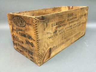 Vintage Dupont Blasting Caps High Explosives Wood Box,  Crate Vintage Box Joint