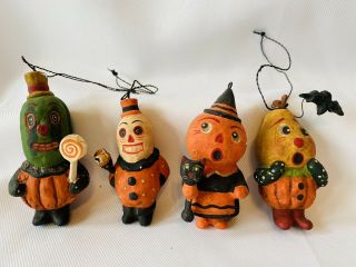 Vtg Greg Guedel Bethany Lowe Halloween Haunted House Party Ornaments Set Of 4