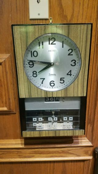 Vintage Seiko Sonola Electromagnetic Time Dater Transistor Wall Clock Battery