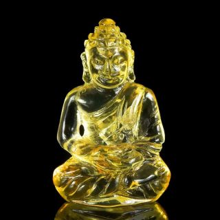 Miniature Sculpture Of The Buddha Natural Baltic Amber Gemstone Carving 2.  20 Cts
