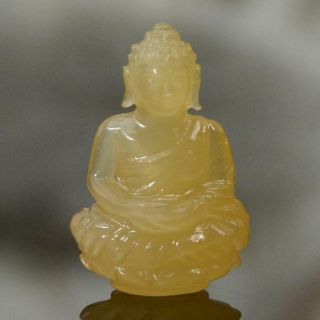 Sculpture Of The Buddha Natural Yellow Indonesian Jade Gemstone Carving 7.  95 Cts