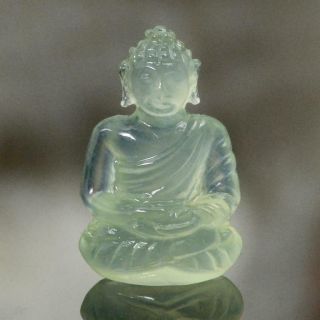 Sculpture Of The Buddha Natural Green Gem Prehnite Gemstone Carving 6.  20 Cts