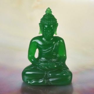Miniature Image Of The Buddha Sculpture Green Garut Chalcedony Carving 24.  25 Cts