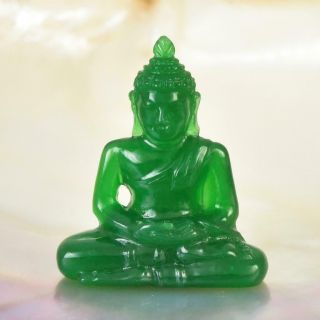 Miniature Image Of The Buddha Sculpture Green Garut Chalcedony Carving 23.  70 Cts