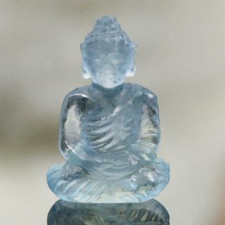 Sculpture Of The Buddha Natural Blue Fluorite Gemstone Carving 4.  55 Cts