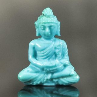 Sculpture Of The Buddha Natural Arizona Turquoise Gemstone Carving 3.  20 Cts