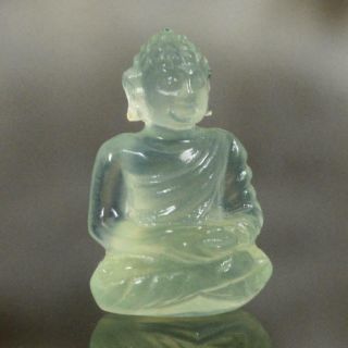 Sculpture Of The Buddha Natural Green Gem Prehnite Gemstone Carving 5.  25 Cts
