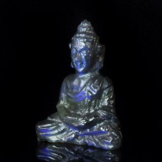 Sculpture Of The Buddha Natural Spectrolite Finland Gemstone Carving 3.  65 Cts