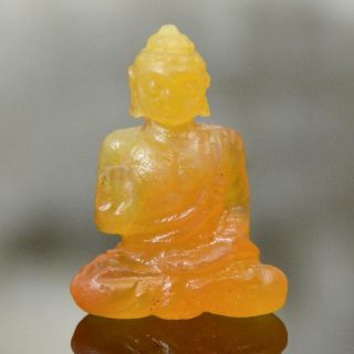 Sculpture Of The Buddha Natural Orange Sapphire Gemstone Carving 9.  25 Cts
