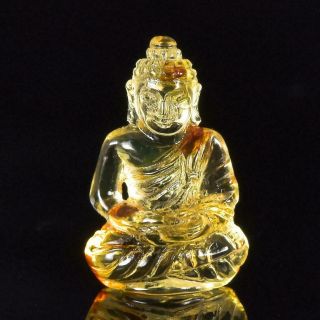 Miniature Sculpture Of The Buddha Natural Baltic Amber Gemstone Carving 2.  40 Cts