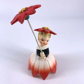 Vtg 1956 Napco Flower Of The Month Figurine Girl Miss Poinsettia December A1949