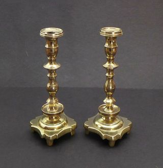 Antique Judaica Russian Brass Shabbat/ Sabbath Candlesticks,  C.  1800s