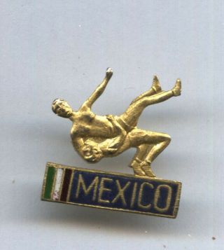 Mexico Wrestling Team Pin Olympic ? Lutte Ringen Badge Rare