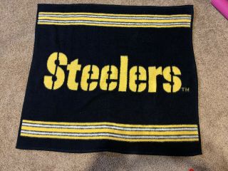 Vtg Biederlack Nfl Pittsburg Steelers Reversible Throw Blanket