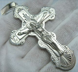 925 Sterling Silver Cross Pendant Huge Heavy Big Large Crucifix Detailed 555