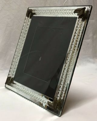 Vintage Murano Rope Twist Glass Brass Mirrored Standing Picture Photo Frame