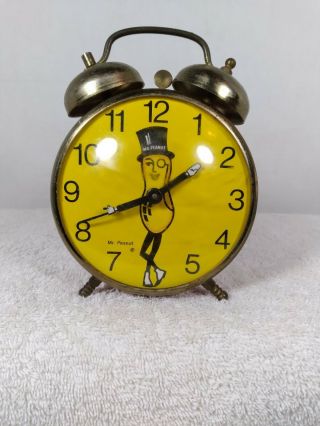 Vintage Robert Shaw Lux Mr.  Peanut Animated Advertising Desk Alarm Clock