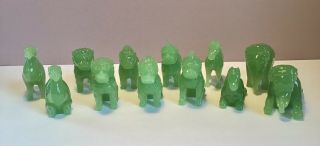 Jade Glass Guardians of the Dynasty Set of 12 Franklin Heirloom Glass 2