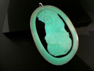 Phosphorescent Quan Yin Glow In The Dark Ye Ming Zhu Sterling Pendant Necklace