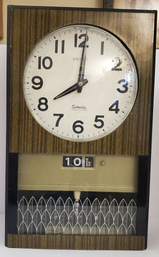 Vintage Seiko Sonola Transistor Wall Clock Electro Magnetic Pendulum