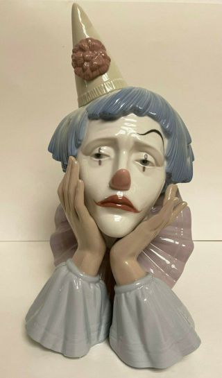 Lladro Sad Jester Clown Head Figurine 5129 Retired 2001 No Box