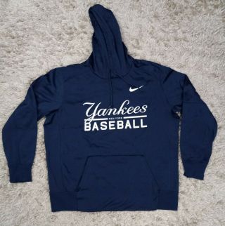 Nike Bsbl Dri - Fit York Yankees Baseball Navy Blue Long Sleeve Hoodie Size Xl