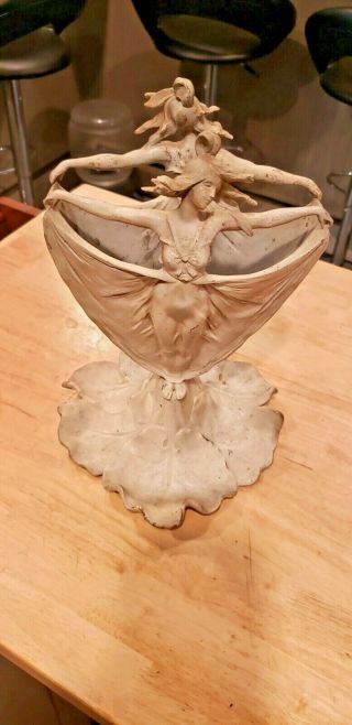 Antique French Art Nouveau Dual Water Nymph 12 " Vase Marked 5580 On Base