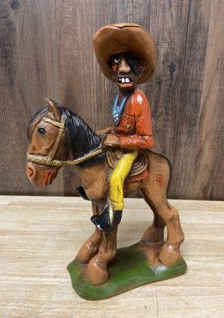 H.  S.  " Andy " Anderson Mexican Man Horse Cowboy Chalkware Western Americana