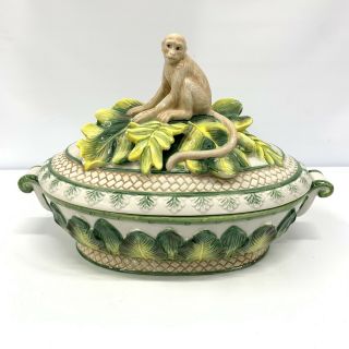 Fitz And Floyd Cape Town Monkey Covered Vegetable Tureen Dish Bowl