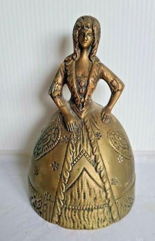 1800s Antique Bronze Figural Noble Lady Hand Bell,  5 1/2 " H