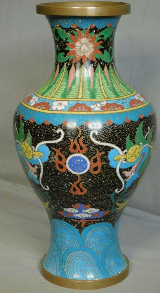 Antique Chinese Cloisonne 12.  75 " Enamel Vase Double Imperial Yellow Dragon Color