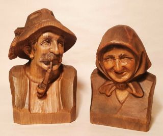 Ludwig Roger Vtg Black Forest Wood Carving Figurine Man Art Antique German Pipe