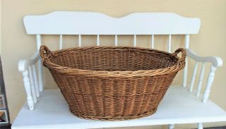 Antique Wicker Basket - Farmhouse Laundry - 27 " X 19 " X 11 " - In