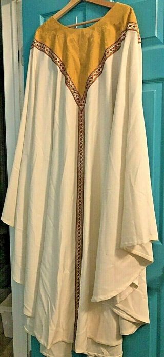 Rare Catholic Priests Ivory Red & Gold Damask Chasuble By The Holy Rood Guild