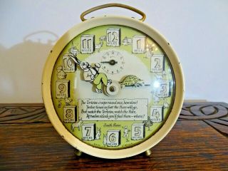 Vintage 1950s Novelty " The Hare And The Tortoise " Smiths Alarm Clock - Ok