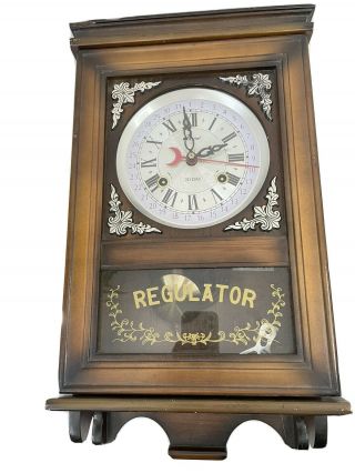 Alaron Vintage 31 Day Regulator Wall Clock W Pendulum And Key Not