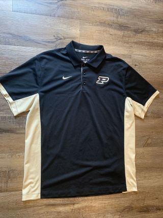 Nike Dri - Fit Purdue Boilermakers Men’s Black Polyester Short Sleeve Polo Size Xl