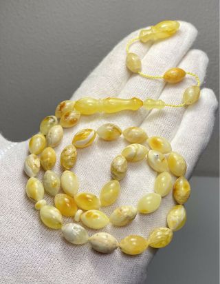 Natural Baltic Amber 18.  8g Islamic 33 Prayer Beads Olive Rosary