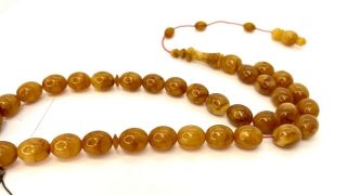 Orange Natural Amber Rosary Islamic 33 Prayers Beaded 18” 46gm Misbaha Tasbih