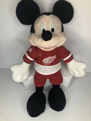 Rare Disney Mickey Mouse Plush Nhl Detroit Red Wings Hockey -