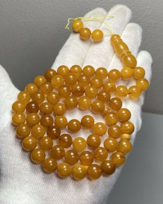 Antique Natural Baltic Amber 38.  2 Gr Islamic 66 Prayer Beads Rosary