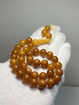 Antique Natural Baltic Amber 26.  1 Gr Islamic 33 Prayer Beads Rosary