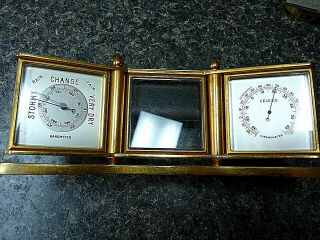Vintage Angelus Weather Station 8 Day Clock Barometer Thermometer Brass