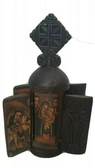 Ethiopian Orthodox Coptic Christian Hand Crafted/painted Wood Icon Altar