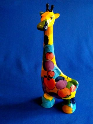 Turov Art Ceramic Giraffe Bright Fruits 16 1/2 " Tall Signed W/ Sticker Label