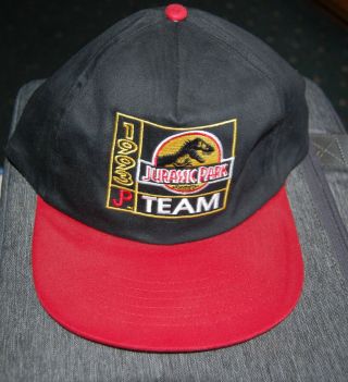 Vintage 1993 Jurassic Park Team Mesh Snap Back Cap Black & Red
