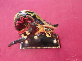 Very Rare Vintage Russian Lacquer Porcelain Unicorn With Golden Horn
