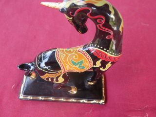 Very Rare Vintage Russian Lacquer Porcelain Unicorn with Golden Horn 3