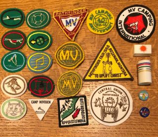 22 Different Vintage Seventh Day Adventist Pathfinder Pins,  Slides,  Patches
