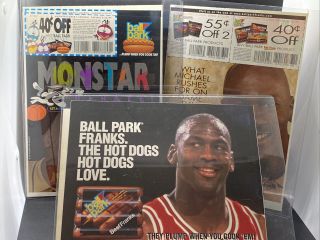 Michael Jordan 90s Chicago Bulls Ball Park Franks Hot Dogs Display,  Coupon Set